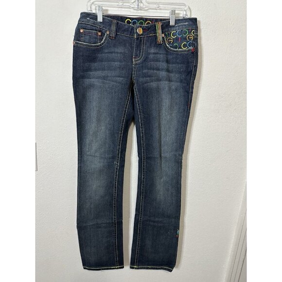 COOGI Multicolor Embroidered Logo Straight Leg Women’s Jeans Size 5/6 - Picture 1 of 12